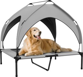 PawHut Pat pentru câini cu acoperiș, respirabil, rezistent la apă, până la 30 kg, 91 x 76 x 89 cm, Gri deschis | Aosom Romania