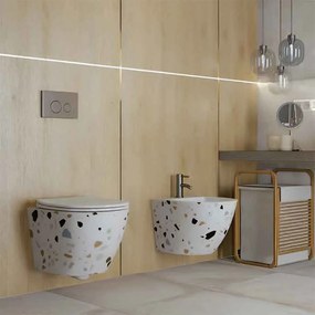 Bideu suspendat, cu fixare ascunsa, alb mozaic, Spectrum Trendi Stone