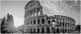 Tablou - Colosseum din Roma, alb-negru (120x50 cm)