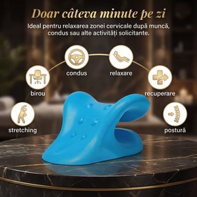 Dispozitiv tractiune cervicala memory foam pentru gat si postura, Alb