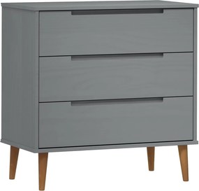vidaXL Dulap cu sertare „MOLDE”, gri, 80x40x80 cm, lemn masiv de pin
