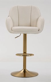 HR2055W Scaun Crem din Boucle cu Bază Aurie