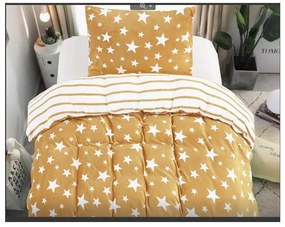 Lenjerie de pat din microplus bej STARS + cearceaf din microplus SOFT 90x200 cm bej