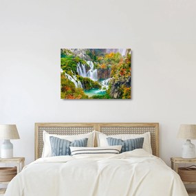 Tablou pe sticlă - Parcul Național Lacurile Plitvice (70x50 cm)