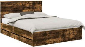 vidaXL Cadru de pat Stejar fumuriu 150 x 200 cm Lemn Ingineresc