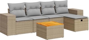vidaXL Set canapele de grădină cu perne, 6 piese, bej, poliratan