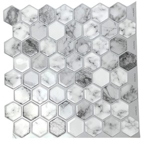 Placi de adeziv - mozaic 3D - Hexagoane de marmură 30,5 x 30,5 cm