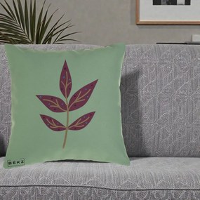 Perna Decorativa Ramura Botanica Mov, 40x40 cm, Verde, Husa Detasabila, Perna Inclusa, BEKZ®