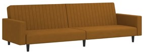 337658 vidaXL Canapea extensibilă cu 2 locuri, maro, catifea