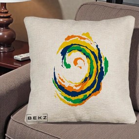 Perna Decorativa Vortex Abstract Colorat, 40x40 cm, Bej Canapea, Husa Detasabila, Perna Inclusa, BEKZ®