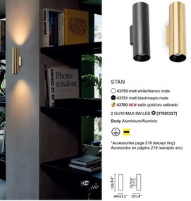 Aplica perete ambientala design modern STAN 2L auriu satin 43760