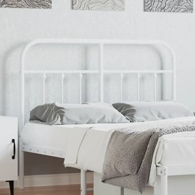vidaXL Tăblie de pat metalică, alb, 120 cm