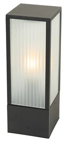 Lampă de exterior cu picior neagră cu sticlă striată 40 cm IP44 - Charlois