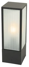 Lampă de exterior cu picior neagră cu sticlă striată 40 cm IP44 - Charlois