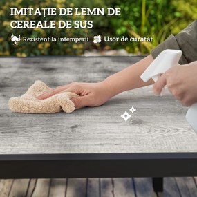 Outsunny Masă de Grădină Extensibilă de 160-240 cm pentru 6-8 Persoane Rectangulară din Oțel și Aluminiu, Efect Lemn | Aosom Romania