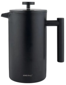 Presă franceză pentru cafea/ceai Kinghoff KH 1996, 1 l, Oțel inoxidabil, Pereți dubli, Negru