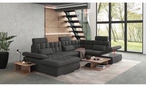 Colțar gri antracit extensibil, cu spațiu de depozitare (cu colț pe partea dreaptă, în formă de "U") Merkur – Ropez