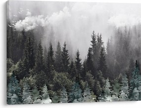 Tablou - Pădure cu elemente ilustrate (70x50 cm)
