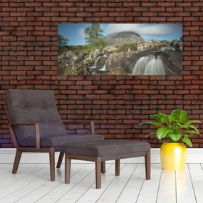 Tablou cu cascadele și munți (120x50 cm)