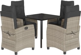 vidaXL Set mobilier de grădină cu perne, 5 piese gri deschis poliratan