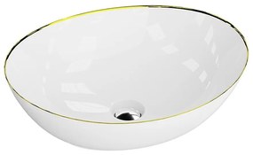 Lavoar pe blat Rune Svavar oval 42 cm alb-auriu lucios