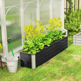 Outsunny Jardiniță înălțată din oțel cu mănuși, pat pătrat pentru grădină pentru flori, ierburi, legume, 183 x 47 x 40 cm, gri | Aosom Romania