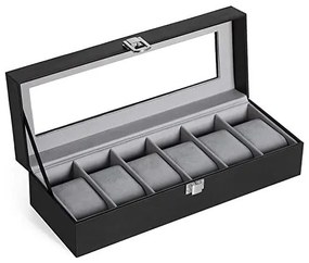 Cutie pentru ceasuri, Songmics, capacitate 6, JWB06BK, Gri
