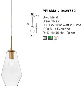Lustra, Pendul design modern PRISMA, 17cm