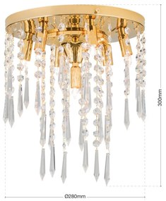Plafoniera cu cristale PALME auriu 28cm