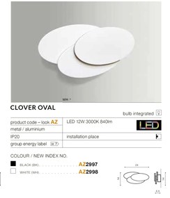 Aplica de perete LED ambientala CLOVER OVAL neagra