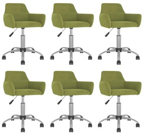 3092690 vidaXL Scaune de sufragerie pivotante 6 buc, verde deschis, catifea