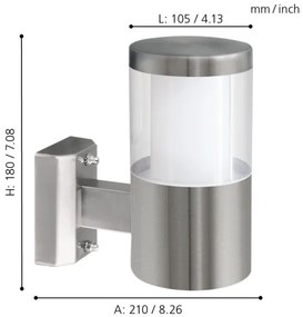 Aplică LED de exterior Eglo 94277 BASALGO 1 1xLED/3,7W/230V IP44