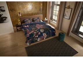 Lenjerie de pat albastru-închis din microfibră pentru pat dublu, extinsă 200x220 cm Jos – Good Morning