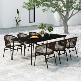 Set de mobilier pentru gradina, 7 piese, maro