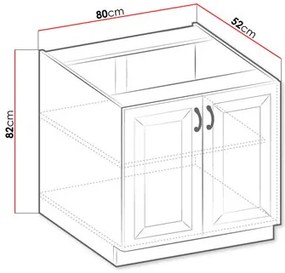 Dulap inferior de bucătărie Vintageline 80 D 2F BB (Alb) . 1103347