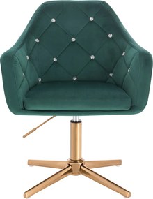 HR830CCROSS Scaun Verde Catifea cu Bază Aurie