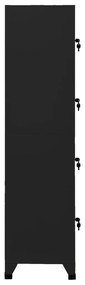 Fiset, negru, 38x45x180 cm, otel Negru, cu 4 dulapuri, 1