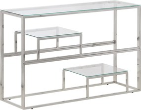vidaXL Măsuță consolă, oțel inoxidabil argintiu și sticlă securizată