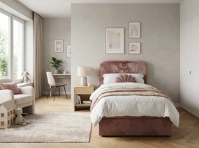 Pat tapitat boxspring FORENA 90x200 cm roz antic Saltea: Saltea cu arcuri Bonell