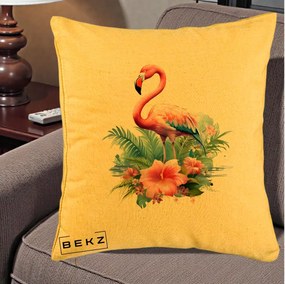 Perna Decorativa Raton in Halat Roz, 40x40 cm, Galben, Husa Detasabila, Perna Inclusa, BEKZ®