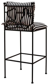 Scaun de bar cu dungi, din bumbac si metal, Abstract Springs