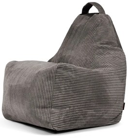 Fotoliu bean bag gri închis cu tapițerie din catifea reiată Play Amuse – SLOWDOWN