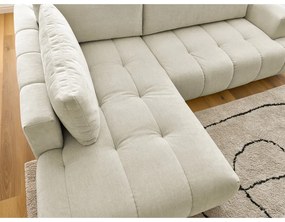 Colțar bej extensibil/cu spațiu de depozitare (cu colț pe partea stângă/în formă de ”L”) Fuji – Bobochic Paris