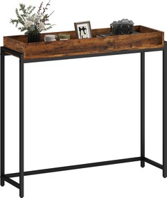 HOMCOM masă de hol, consolă îngustă, metal, placă aglomerată, Maro-rustic | Aosom Romania