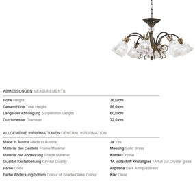 Candelabru cristal design lux LA BOHEME D-72cm 8L old patina