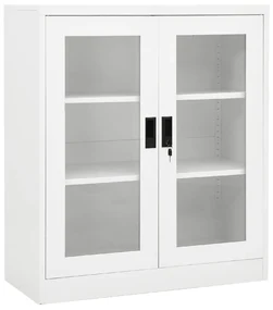 335934 vidaXL Dulap de birou, alb, 90x40x105 cm, oțel