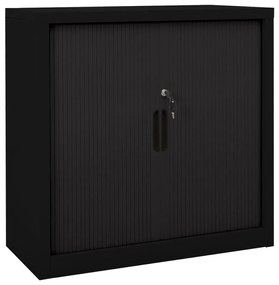 336431 vidaXL Dulap cu ușă glisantă, negru, 90x40x90 cm, oțel