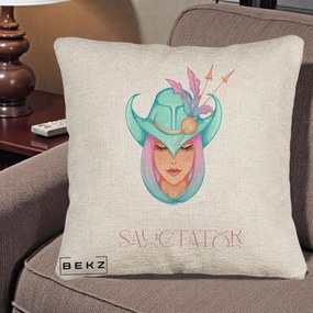 Perna Personalizata Zodiac Sagetator Cowgirl, 40x40 cm, Bej Canapea, Husa Detasabila, Perna Inclusa, BEKZ®