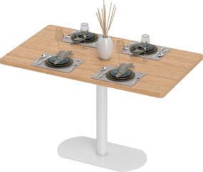 HOMCOM Masă dreptunghiulară pentru 6 persoane, 120 x 70 x 75 cm, masă de bucătărie cu picior central și blat gros stejar alb | Aosom Romania