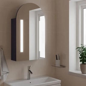 357974 vidaXL Dulap cu oglindă de baie cu LED, gri, 42x13x70 cm, arcuit